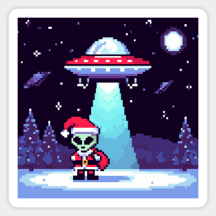 Alien Santa Sprite Art UFO Sticker